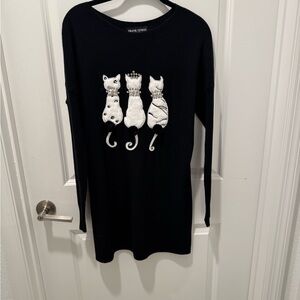 Frank Lyman Design Black Sweater with White Cat Trio Design